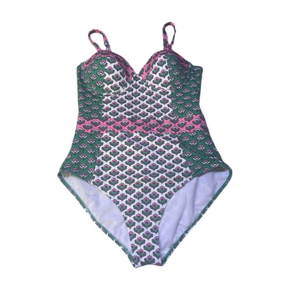 Boden Green and Pink Women’s One Piece Swimsuit